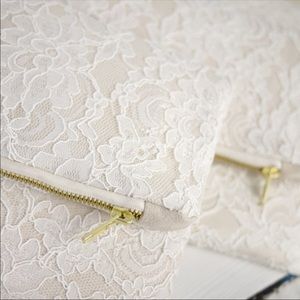 Ivory Lace Purse, Fold over clutch
